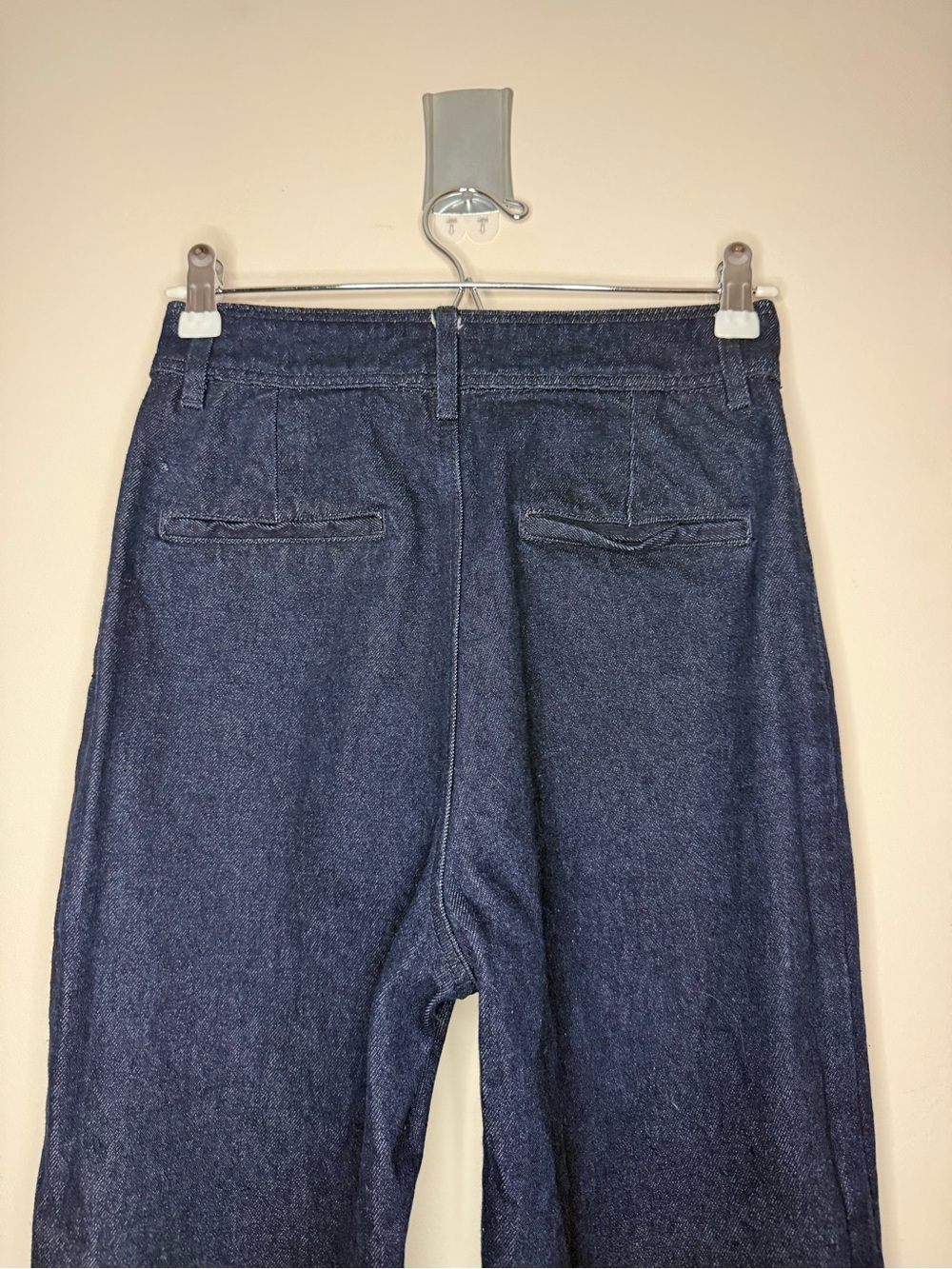 SEZANE Eric Trouser Retro 70s Parisian 100% Cotton Rigid Denim Jeans in Indigo - Picture 9 of 10